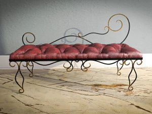 가죽 벤치 Forget 컬렉션 3D 모델