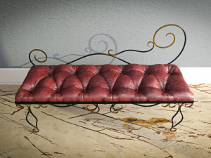 Leather bench Forget collection 3Dモデル