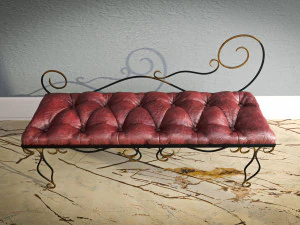 Leather bench Forget collection 3D Model