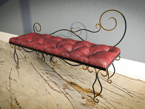 Leather bench Forget collection 3Dモデル