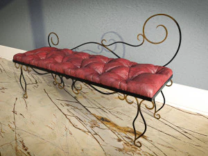 Leather bench Forget collection 3D Model