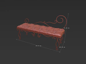 Leather bench Forget collection 3D Model