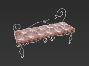 Leather bench Forget collection 3D Model