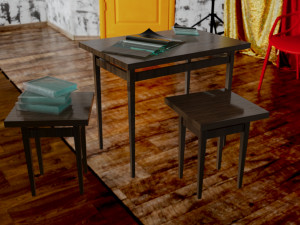 Table and glass book 3D Model