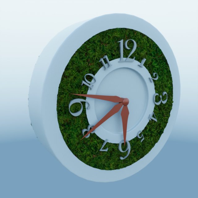 Clock with moss Model 3D .c4d .max .obj .3ds .fbx .stl .blend 