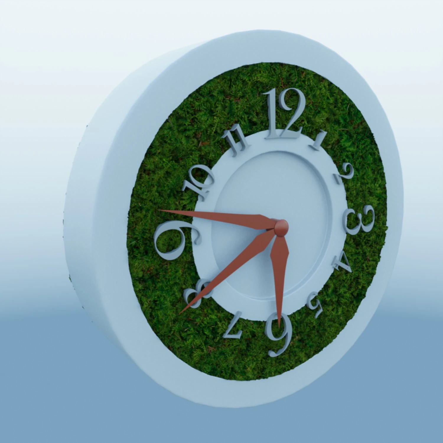 Clock with moss 3D Model .c4d .max .obj .3ds .fbx .stl .blend 