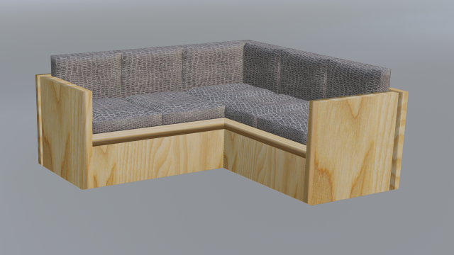 Corner wooden sofa made of snake skin 3D Model .c4d .max .obj .3ds .fbx .stl .blend 
