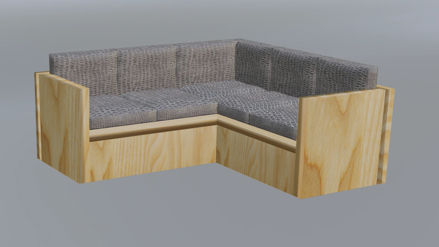 Corner wooden sofa made of snake skin 3D Model .c4d .max .obj .3ds .fbx .stl .blend 