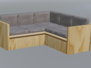 Corner wooden sofa made of snake skin Modelo 3D