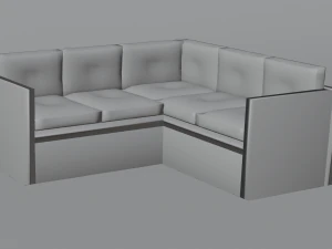 Corner wooden sofa made of snake skin 3D Model