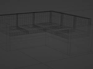 Corner wooden sofa made of snake skin 3D Model