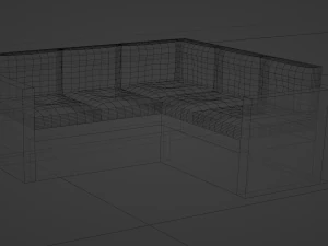 Corner wooden sofa made of snake skin 3D Model