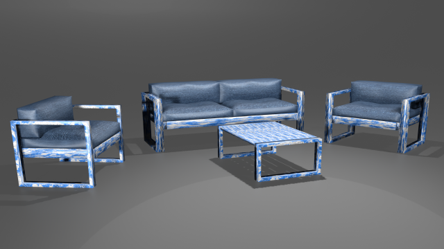 Set of outdoor furniture sofa two armchairs and a table 3D 모델 .c4d .max .obj .3ds .fbx .stl .blend