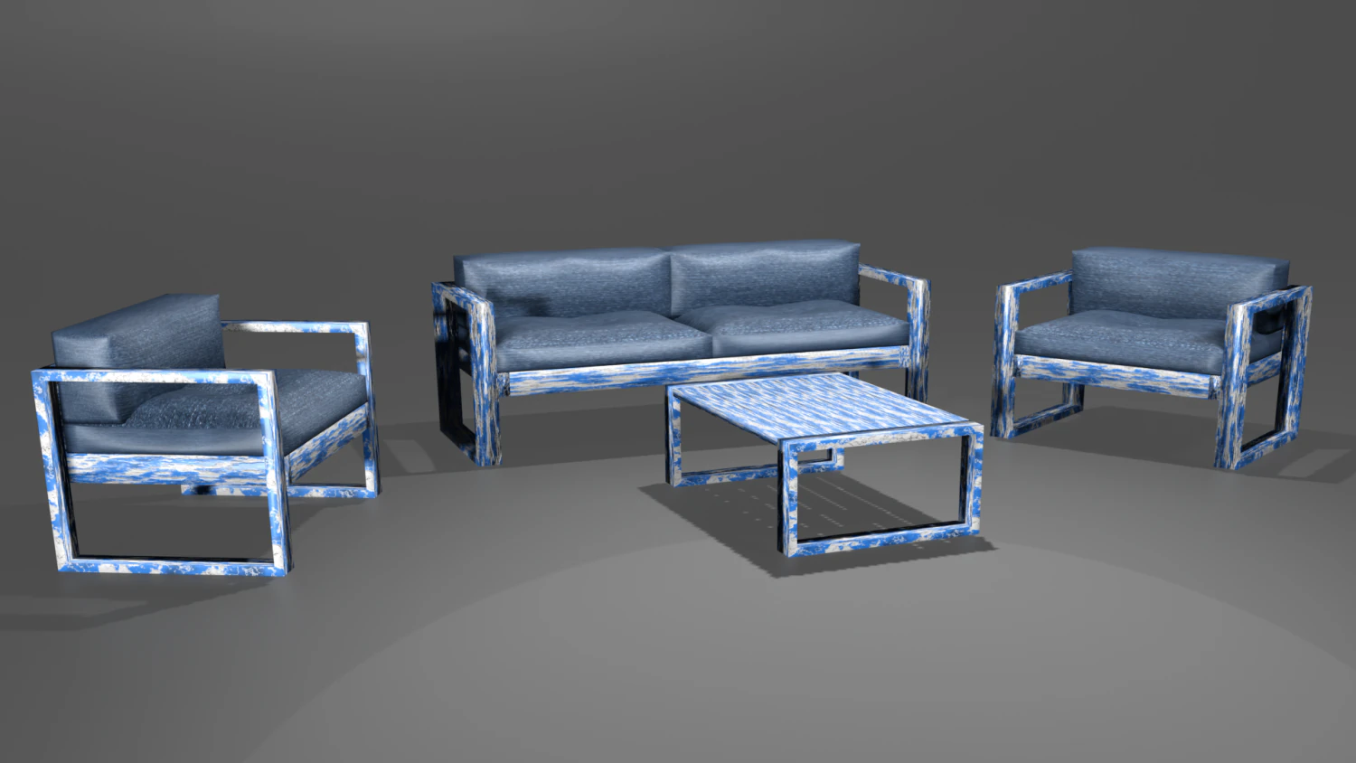 Set of outdoor furniture sofa two armchairs and a table 3D Model .c4d .max .obj .3ds .fbx .stl .blend 