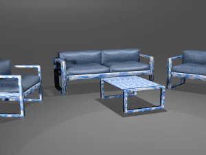 Set of outdoor furniture sofa two armchairs and a table 3D Model