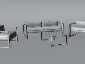 Set of outdoor furniture sofa two armchairs and a table Model 3D