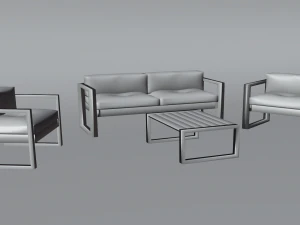 Set of outdoor furniture sofa two armchairs and a table 3D Model
