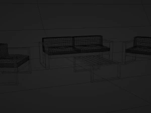 Set of outdoor furniture sofa two armchairs and a table 3D Model