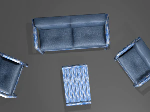Set of outdoor furniture sofa two armchairs and a table 3D Model