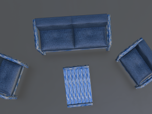 Set of outdoor furniture sofa two armchairs and a table Model 3D