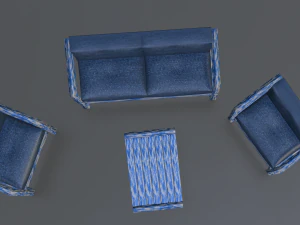 Set of outdoor furniture sofa two armchairs and a table 3D Model