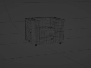 Black leather armchair 3D Model