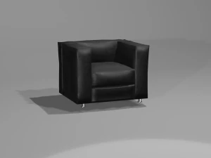 Black leather armchair 3D Model