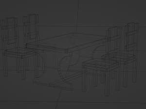 Table with wooden chairs Modello 3D