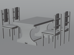 Table with wooden chairs Modello 3D