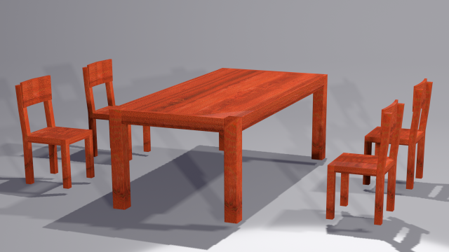 Table and chairs wooden light covered with glossy varnish 3D Model .c4d .max .obj .3ds .fbx .stl .blend 