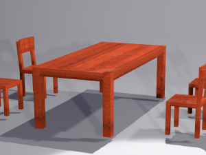 Table and chairs wooden light covered with glossy varnish 3D Модель