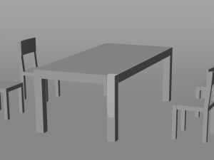 Table and chairs wooden light covered with glossy varnish 3D Model