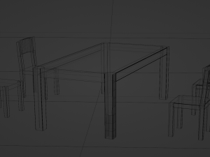 Table and chairs wooden light covered with glossy varnish 3D Model