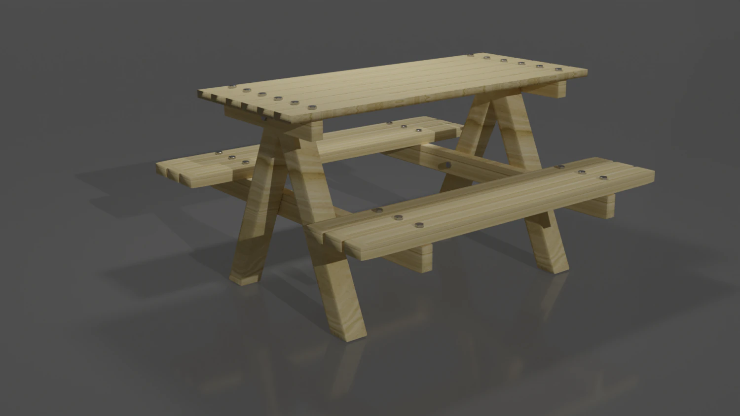 Combined outdoor table with benches 3D Model .c4d .max .obj .3ds .fbx .stl .blend 