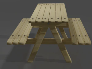 Combined outdoor table with benches 3D Model
