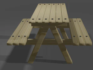 Combined outdoor table with benches 3D Model