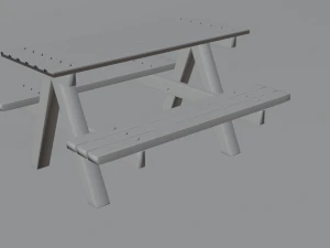 Combined outdoor table with benches 3D Model
