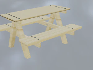Combined outdoor table with benches 3D Model