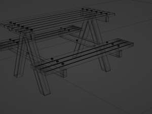 Combined outdoor table with benches 3D Model