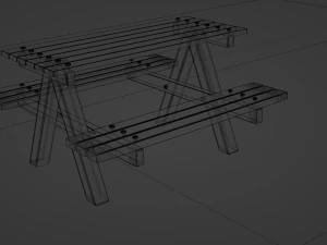 Combined outdoor table with benches 3D Model