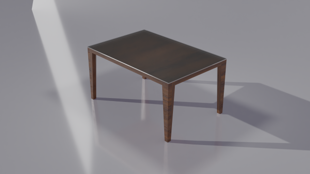 Wooden table with glass top 3D-Modell .c4d .max .obj .3ds .fbx .stl .blend 