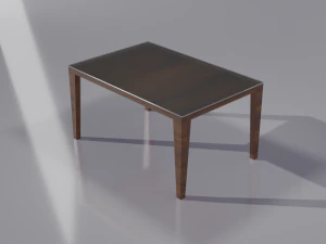 Table en bois avec plateau en verre Modèle 3D