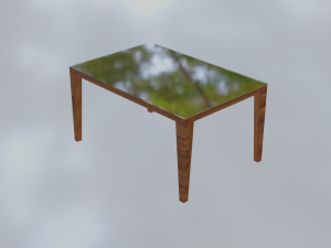 Wooden table with glass top 3D-Modell
