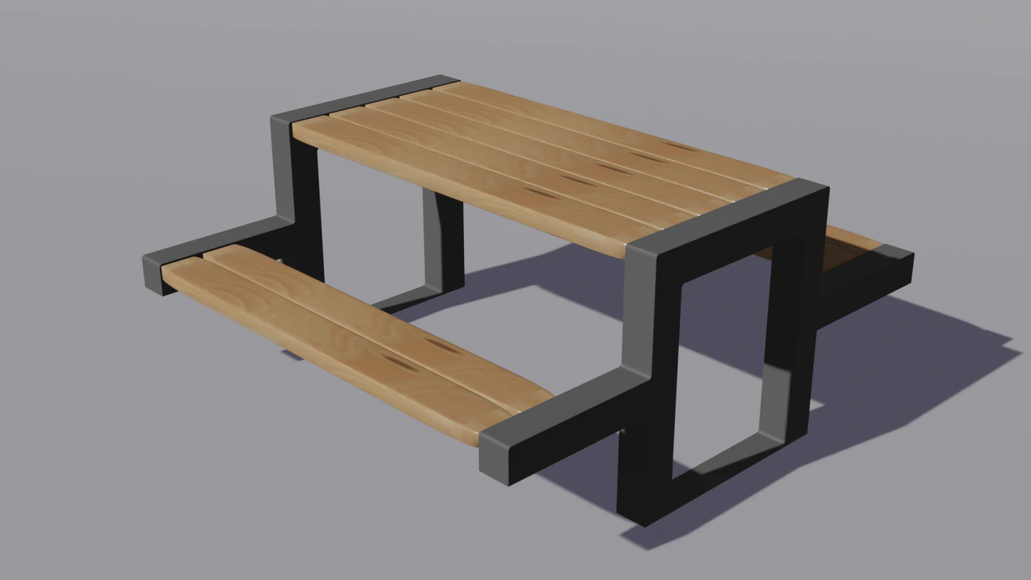 Table with benches wooden iron 3D Model .c4d .max .obj .3ds .fbx .stl .blend