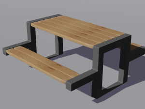 Table with benches wooden iron 3D मॉडल