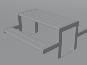 Table with benches wooden iron Model 3D