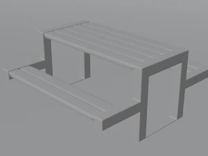 Table with benches wooden iron 3D Model