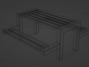 Table with benches wooden iron Model 3D