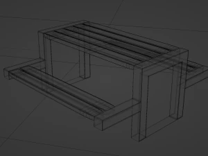Table with benches wooden iron 3D Model