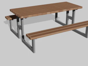 Table with benches 3D Model